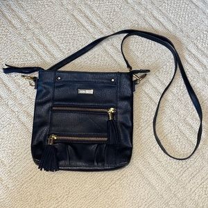 Black Cross-Body Bag with Fringe
